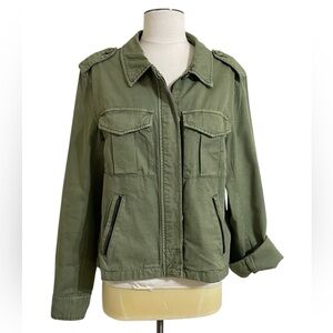 SANCTUARY Womens Olive Green Cotton Utility Swing Jacket Size Medium
